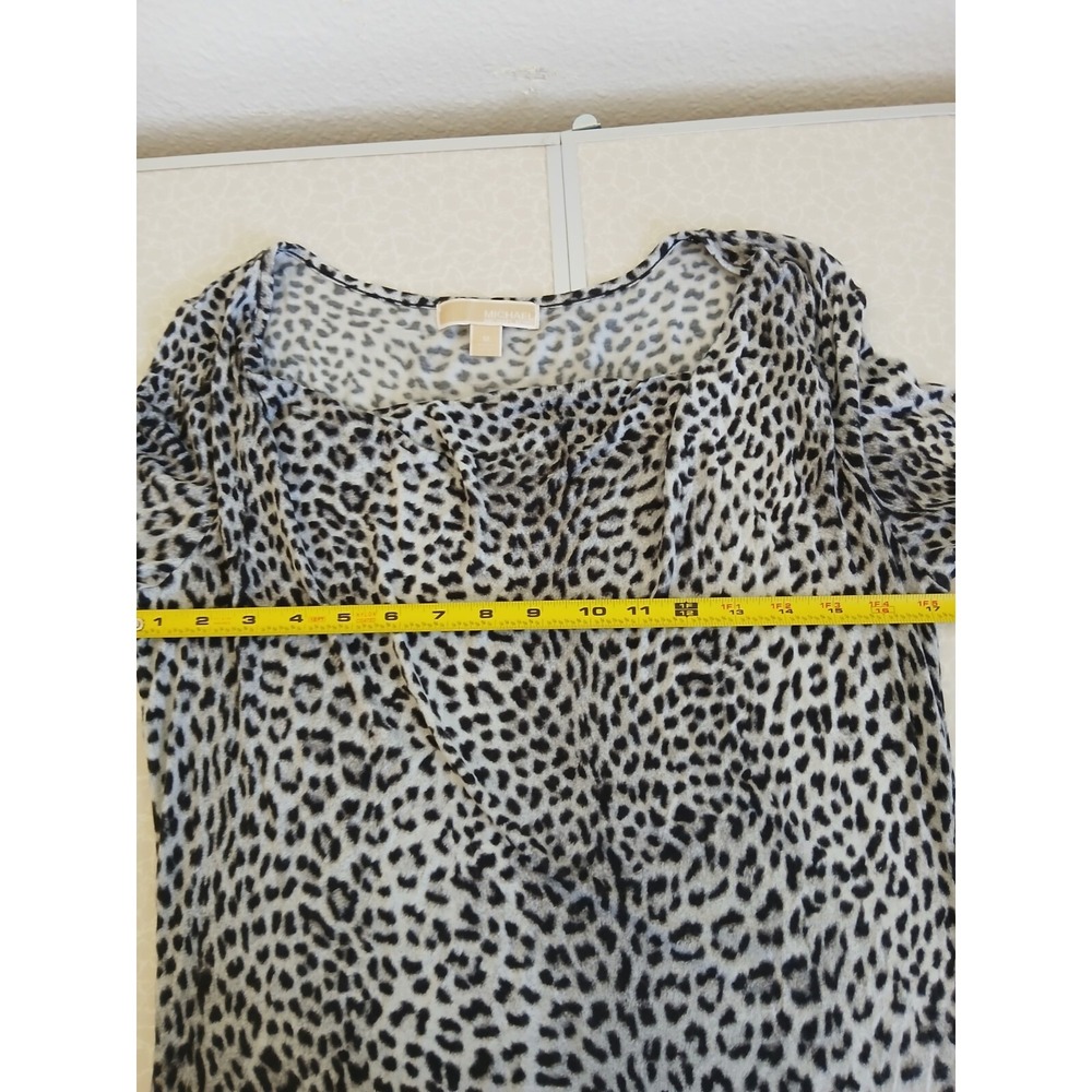 Michael Kors Womens M Leopard Cowlโ Neck Top Long Sleeve Stretch Sexy Evening - Picture 10 of 15